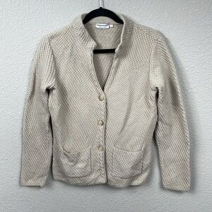 Marcazzani Wool Knit Cardigan Sweater Grannycore Oatmeal Beige Sz M